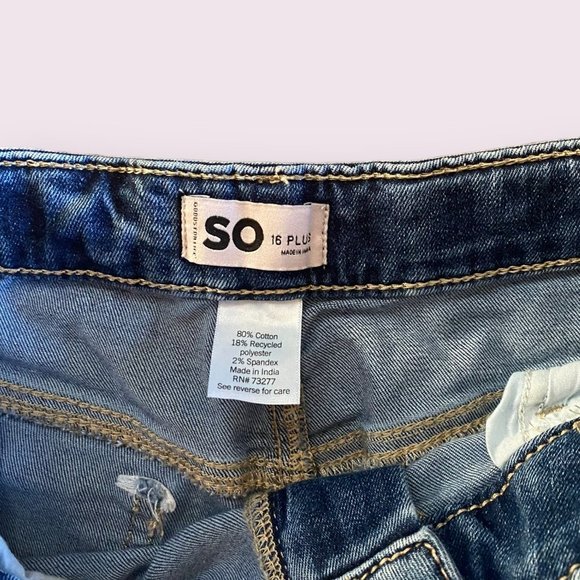 SO | Girl’s | Patterned Ripped Jeans | Size: 16 Plus - Picture 5 of 6